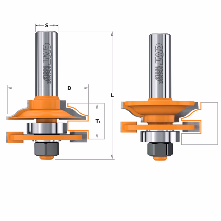 Tweedelige frees met profiel en conterprofiel, HW S=8mm