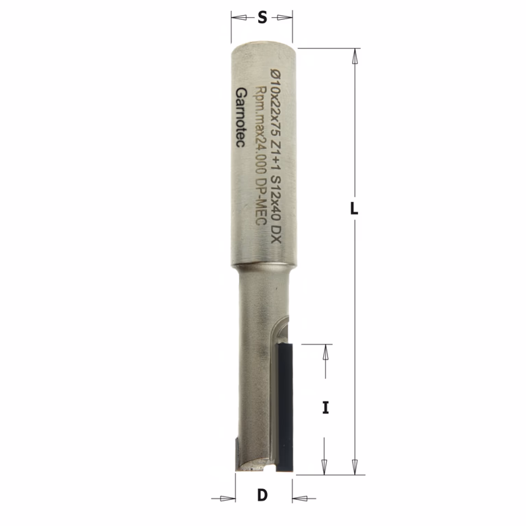 Diamant frees met scherende snij-plaketten D=10mm L=75mm I=22mm Z1