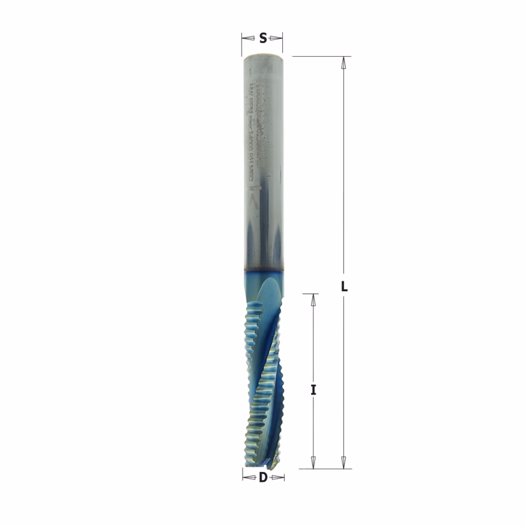 Positieve schrobfrees, HWM + coating D=8mm S=8mm L=80mm I=32mm · 195.081.41