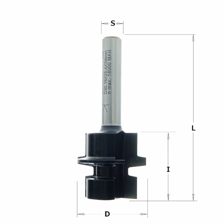 Trapezium verlijmfrees, HW D=30mm S=8mm L=65mm I=25mm