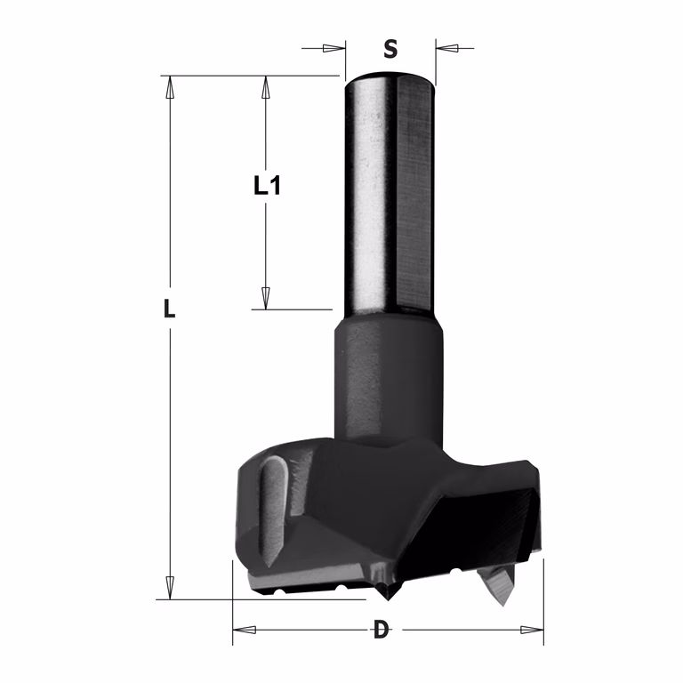 Cilinderkopboor D=45, rechts L=57,5mm L1=26mm · 317.450.11C
