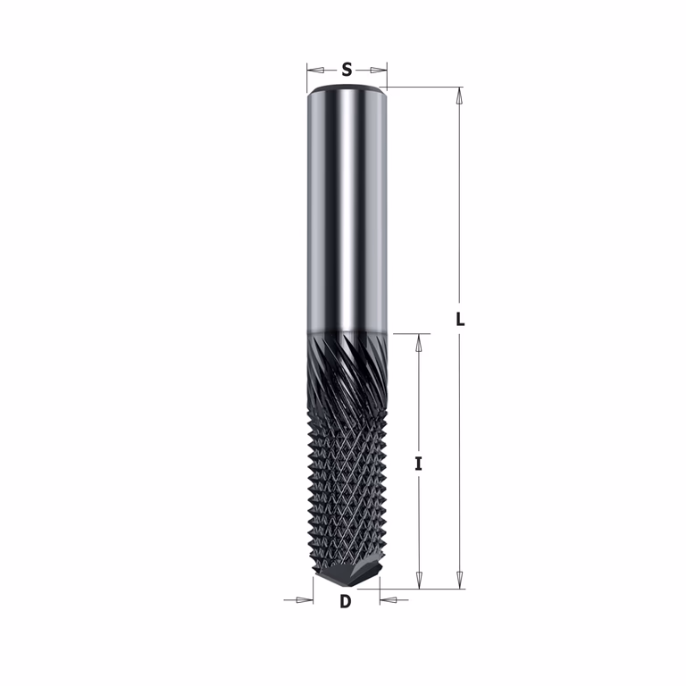 CNC composietfrees – spitse uitvoering – DLCS gecoat D=6,35mm L=63,5mm I=25,4mm
