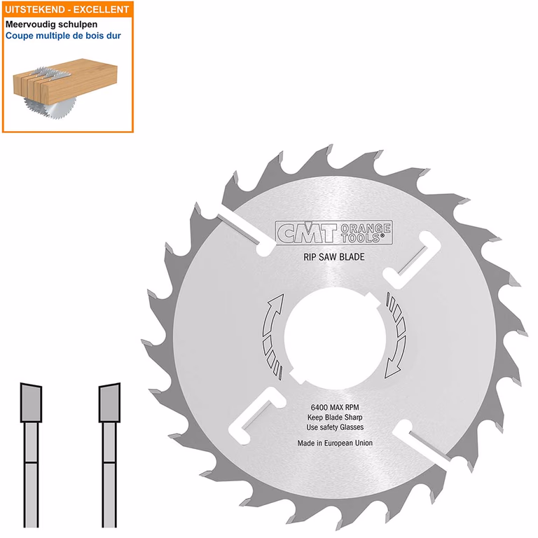 Meerbladzaag met ruimertanden D=250mm B=70mm K=3,2mm P=2,2mm