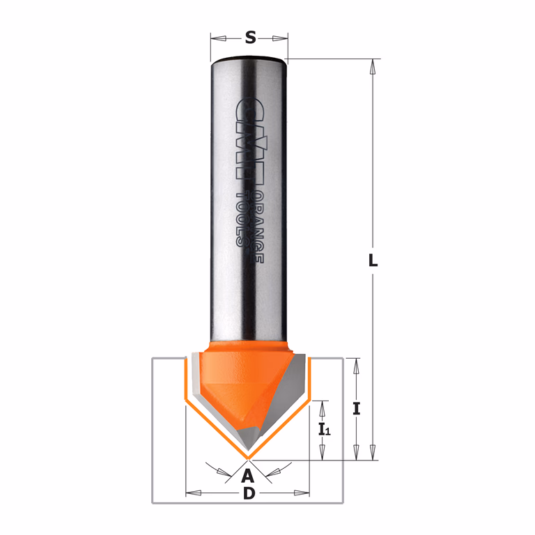 V-groef frees 90°, HW D=31,7mm S=12mm L=63,5mm I=16mm