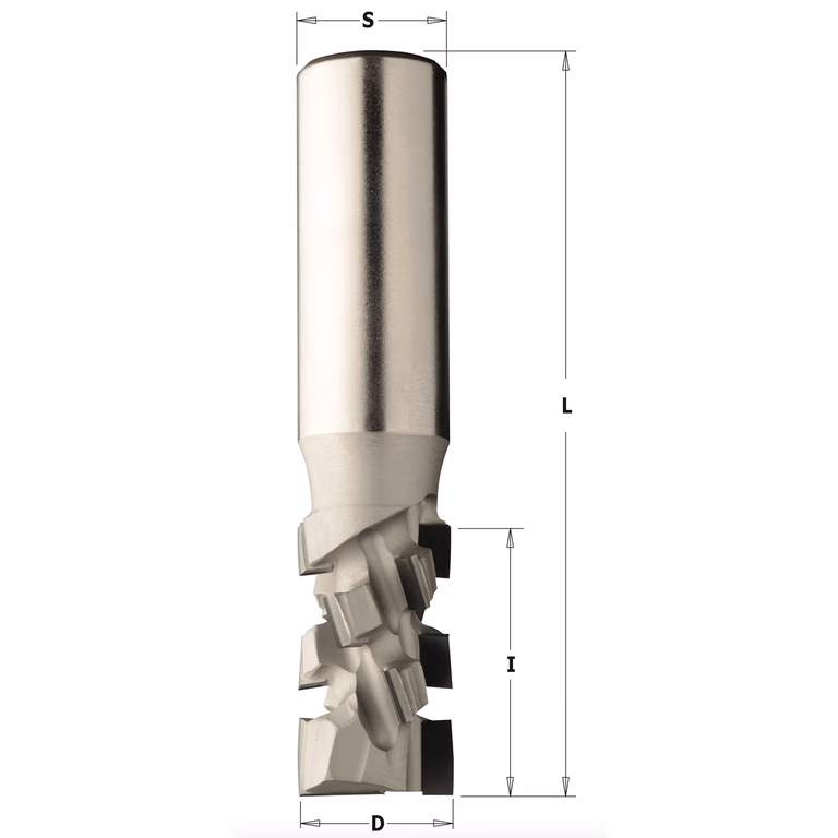 Diamant frees met scherende snij-plaketten 20° D=20mm L=105mm I=45mm Z2+2 (16 DP+1 HW)