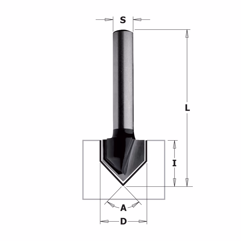 V-groeffrees 90° (contractor), HW D=12,7mm L=45mm I=12,7mm