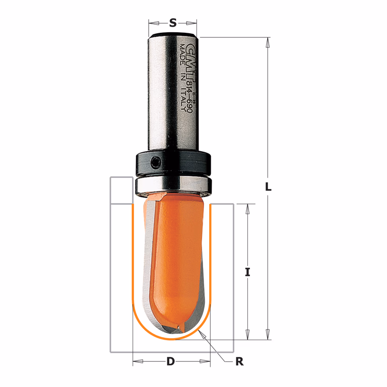 Bolle radiusfrees met kogellager, HW D=19mm L=51mm I=11,3mm R=9,5mm · 714.190.11B
