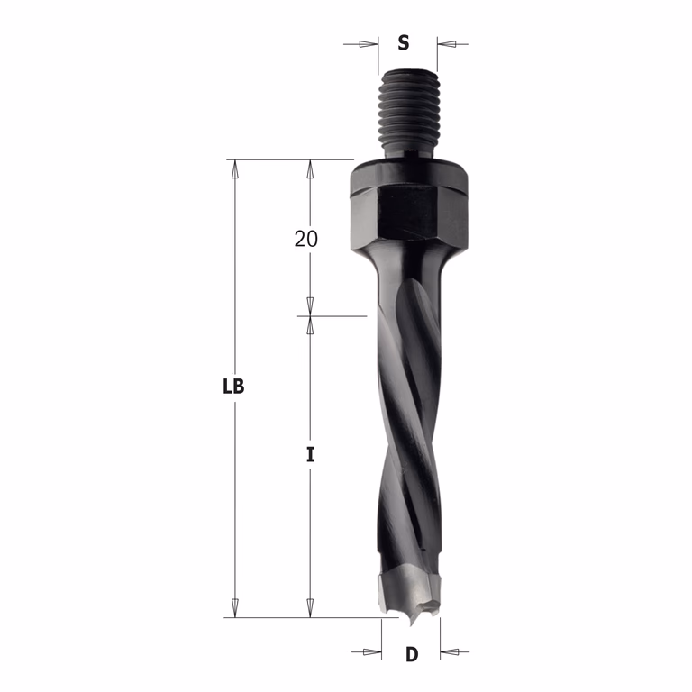 Drevelboor, links D=12mm L1=20mm I=43mm · 346.120.12