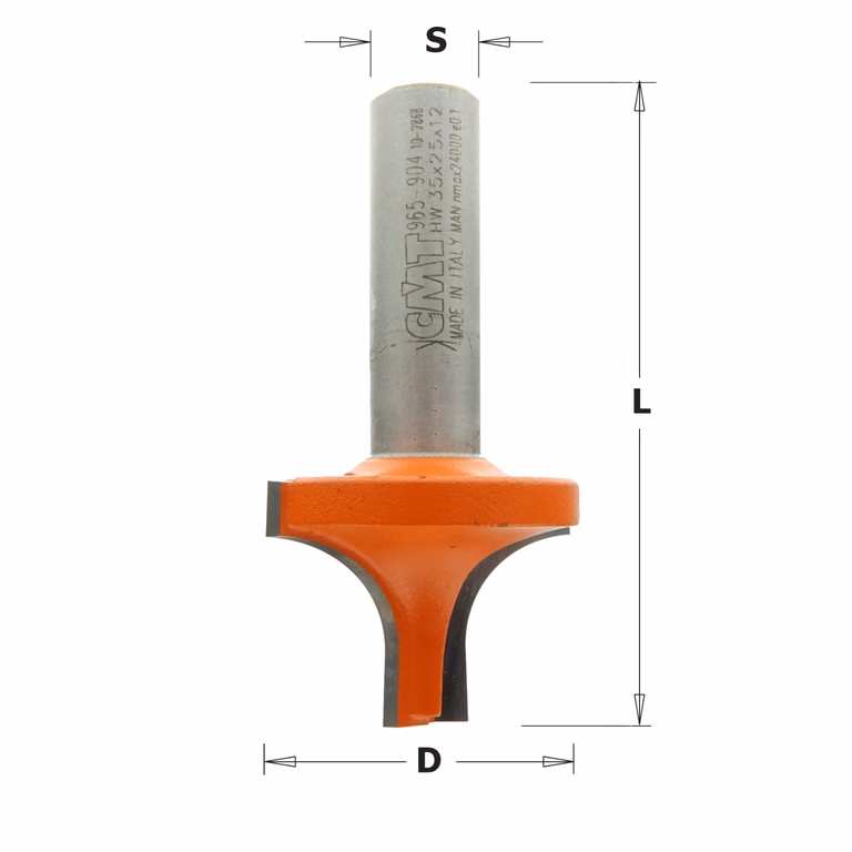 Klassieke profielfrees, HW D=34,9mm I=25mm R=12,7mm d=9,5mm