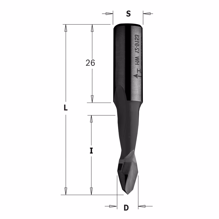 Drevelboor, rechts D=5mm L=57,5mm L1=26mm I=27mm · 313.050.41