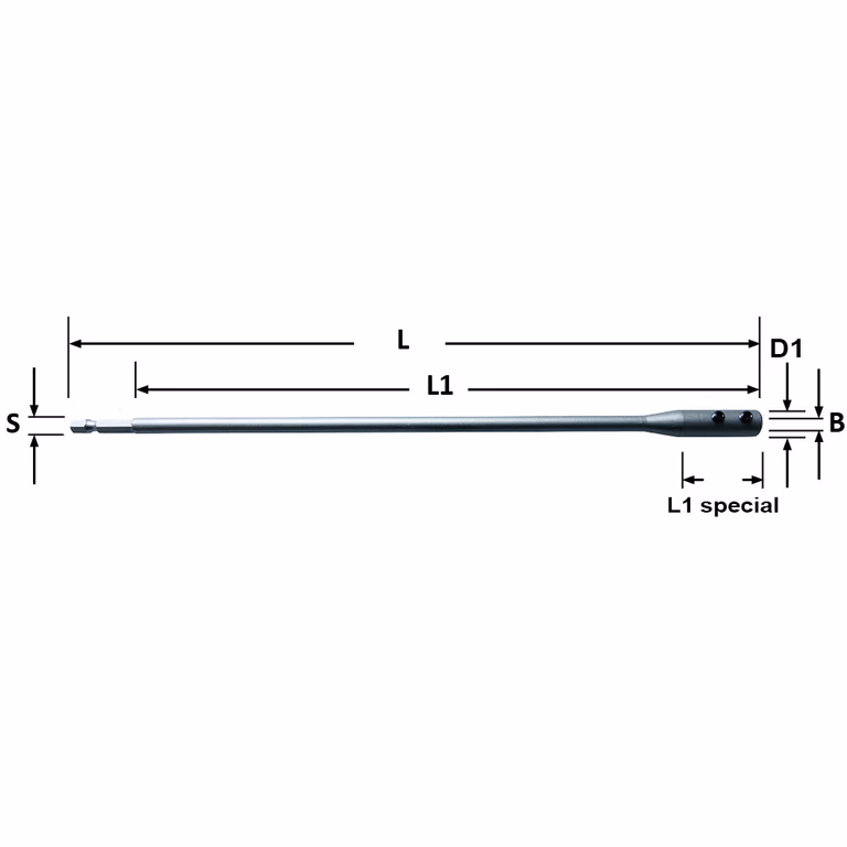 Verlengstuk met zeskant-schacht aansluiting L=300mm L1=275mm
