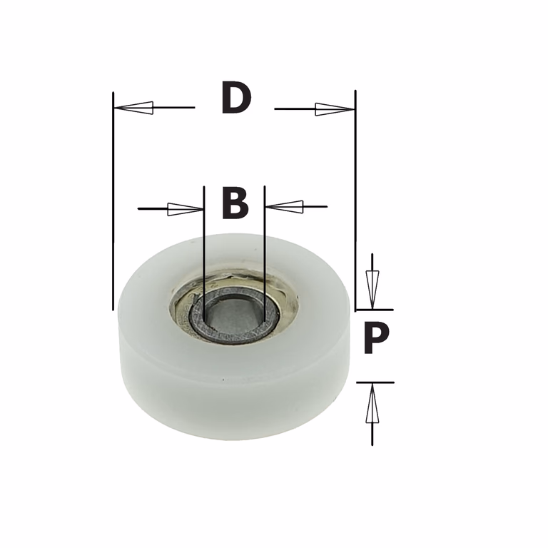 Delrin® rechte kogellager D=19,05mm B=4,76mm P=6,8mm