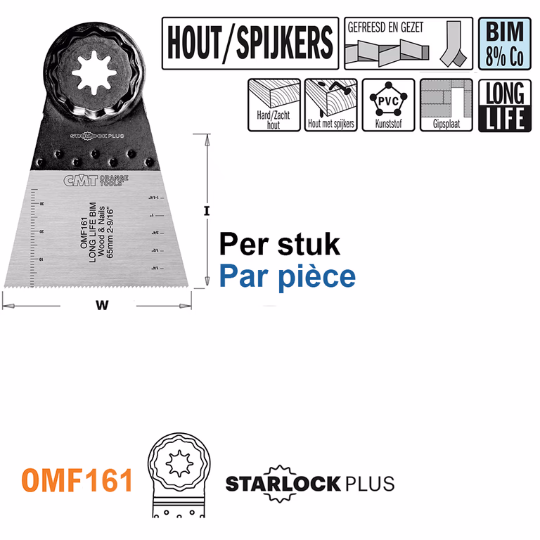 Multitoolzaagblad voor hout met spijkers, 65mm · OMF161-X1