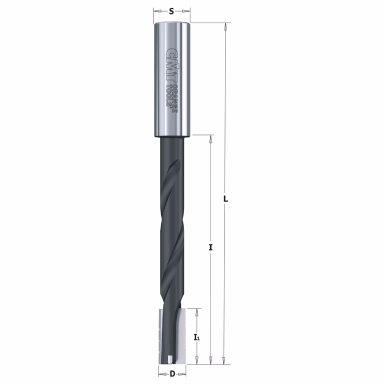 Spiraal langgatboor met spaanbrekers, rechts D=16mm L=170mm I=95mm