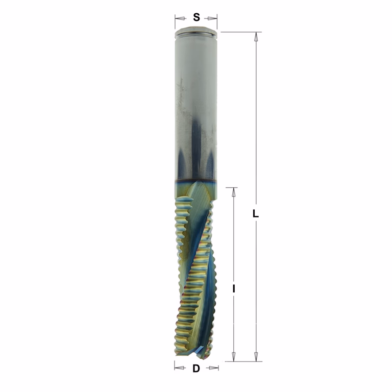 Positieve schrobfrees, HWM + coating D=12mm S=12mm L=80mm I=32mm