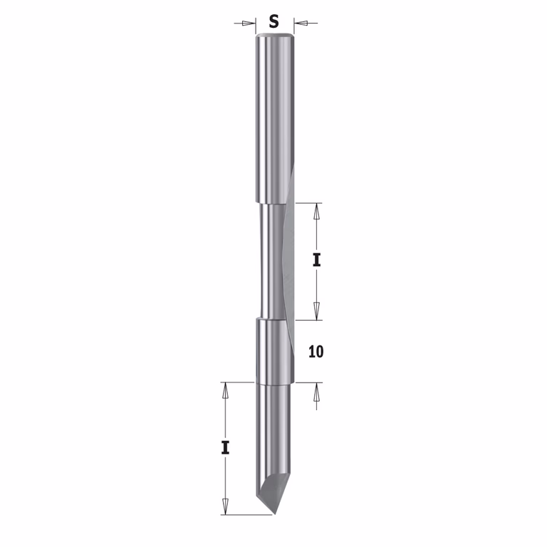 Boor- en uitloopfrees met geleiding tegen de frees, HWM D=6mm L=75mm I=18mm Z1+1