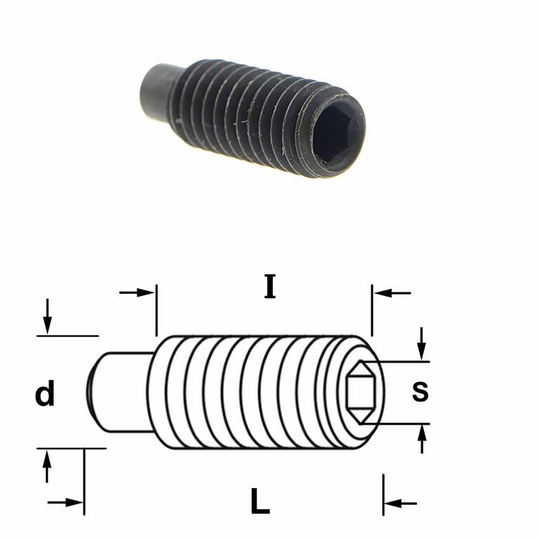 Inbusbout met positie vlak S=4mm L=16mm I=13mm d=M8