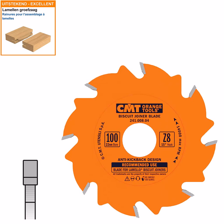 Groefzaag voor perfecte lamellenverbindingen D=100mm B=22mm