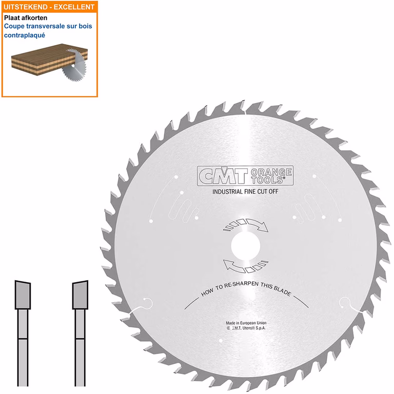 Afkortzaag met hardmetalen tanden geschikt voor hout D=300mm K=3,2mm P=2,2mm Z72 · 285.072.12R