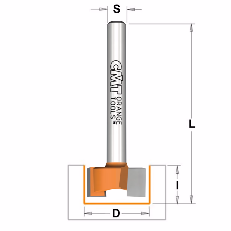 Profielfrees, HW D=25,4mm L=57mm I=9,5mm