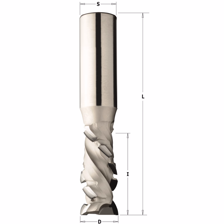 Diamant frees met 45° scherende snij-plaketten D=20mm S=20mm L=85mm I=25mm