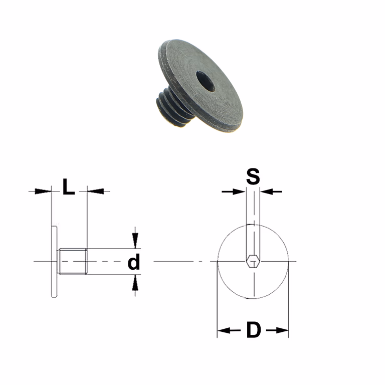 Positioneringsbout D=16mm S=2,5mm L=10,2mm d=M5