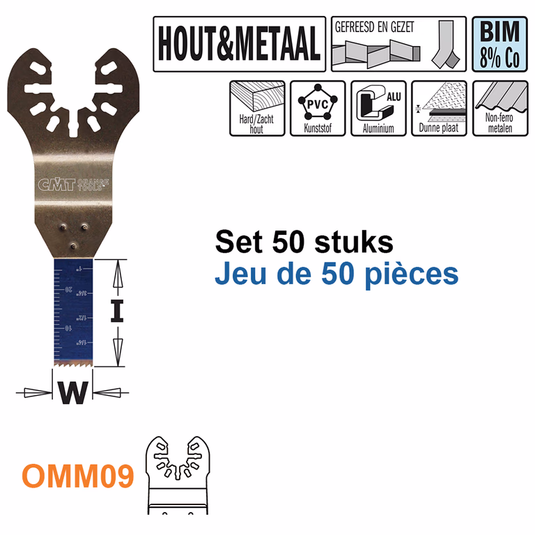 Multitoolzaagblad voor hout en metaal, 10mm · OMM09-X50