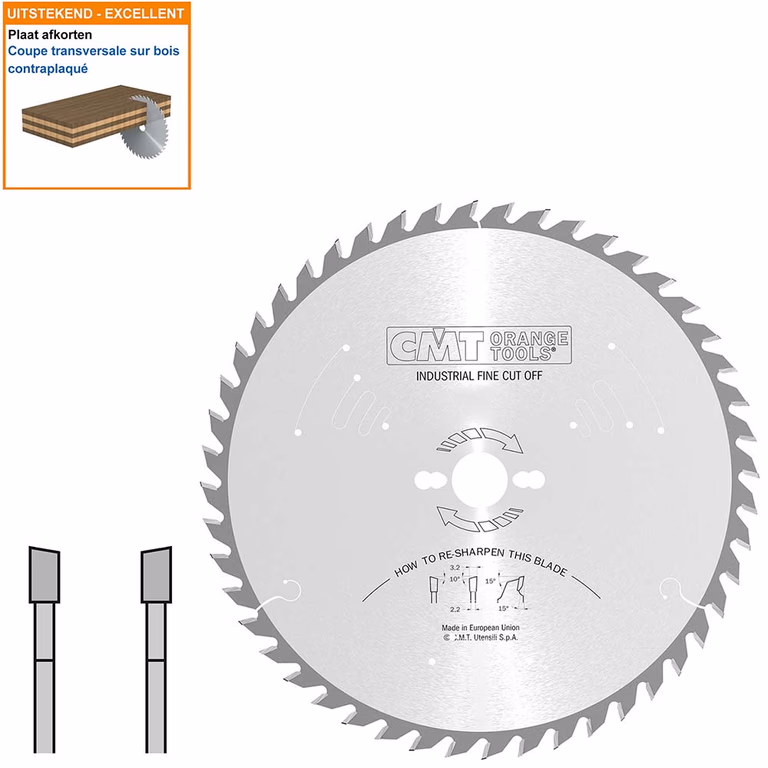 Afkortzaag met hardmetalen tanden geschikt voor hout D=250mm K=3,2mm P=2,2mm Z40 · 285.040.10H