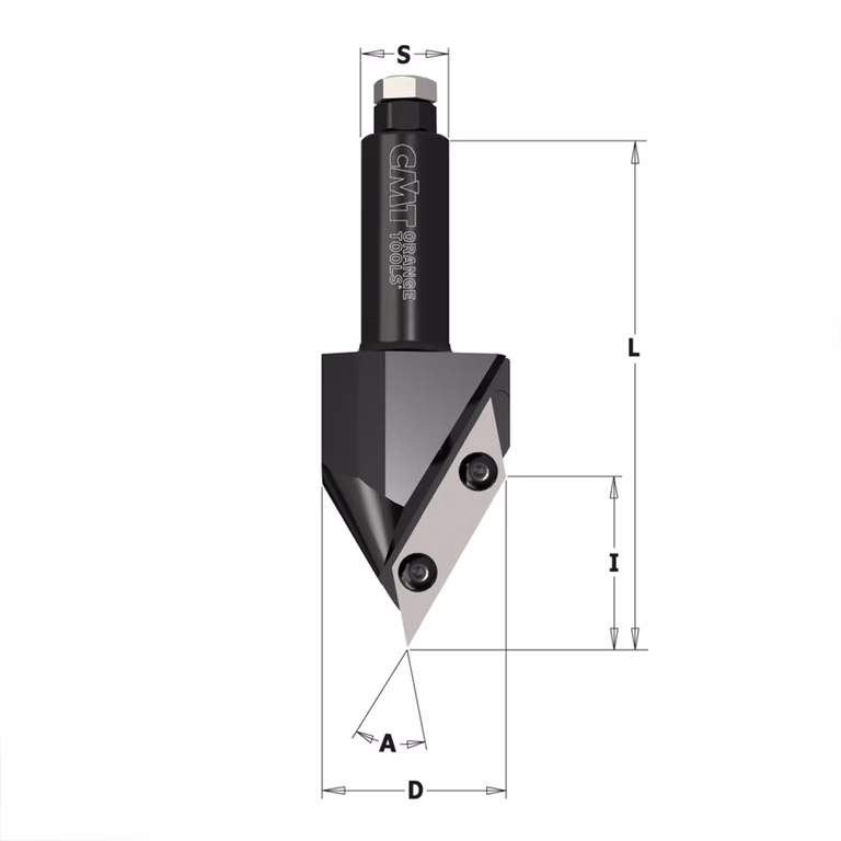 V-groeffrees met WPL messen D=44mm L=115mm I=38mm A=60°