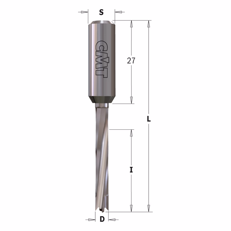 Drevelboor, rechts D=5mm L=70mm L1=27mm I=30mm