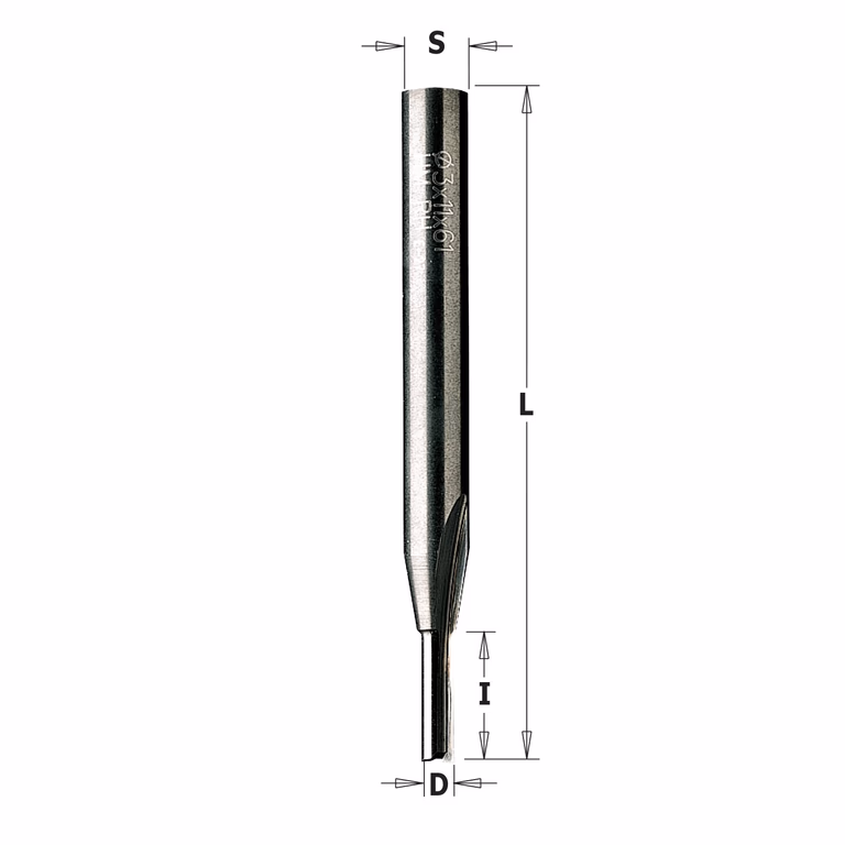 Groeffrees met rechte snijkoppen, HWM D=3mm S=6mm L=60mm I=11mm