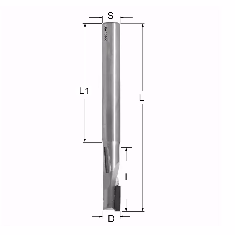 Diamantfrees PCD Z1+1 D=8mm L=80mm I=27mm (3 PCD+1 HM)