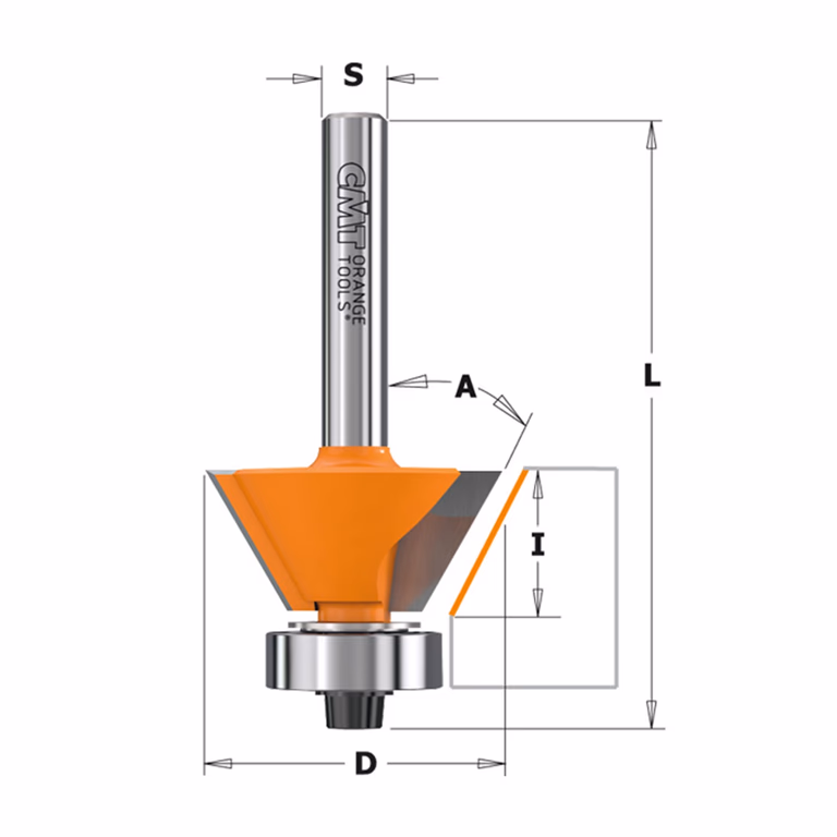 Kantenfrees met kogellager, HW D=27mm S=8mm L=55mm I=8,5mm