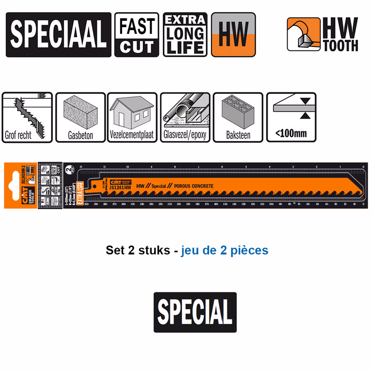 Reciprozaagblad HM 300mm x 22 x 1,5 x 3TPI