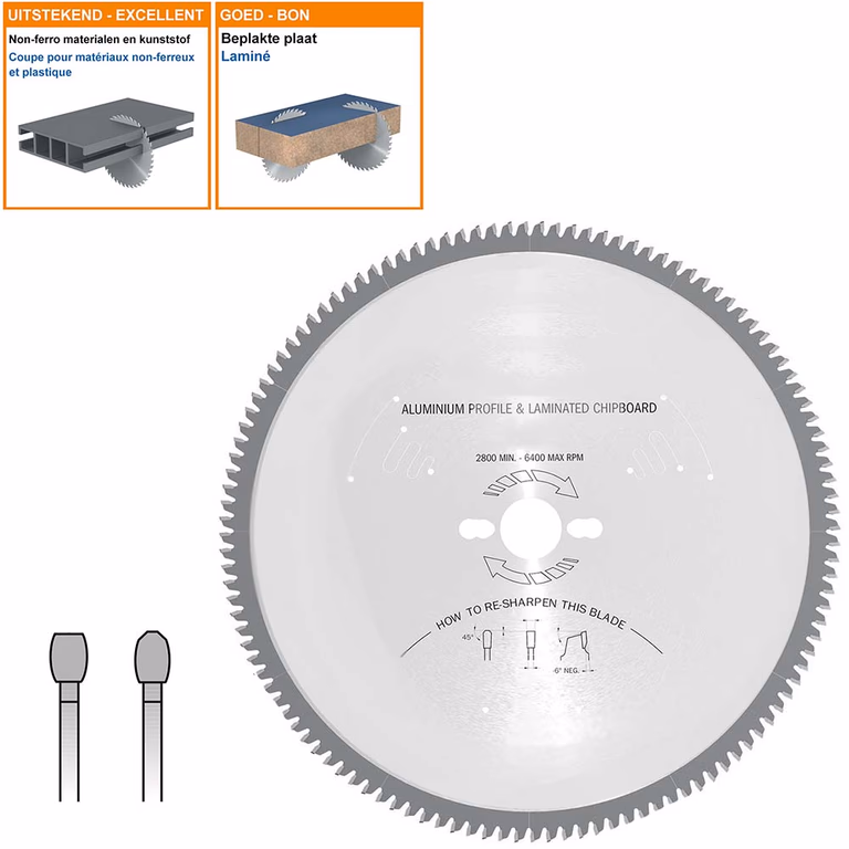 Radcut Speciaal zaagblad voor gelakte alu-profielen D=600mm K=4,6mm P=4mm Z144