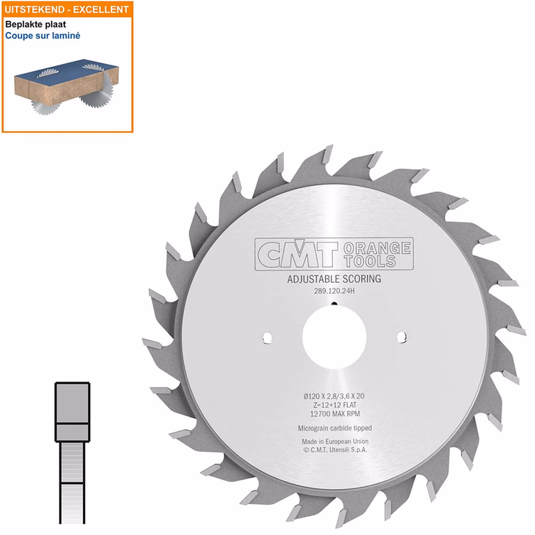 Twee-delige voorritszaag met hardmetalen tanden D=120mm B=20mm Z24