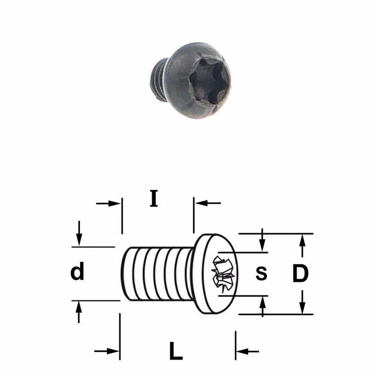Torx bout D=6mm S=T15 L=6,5mm I=3,5mm