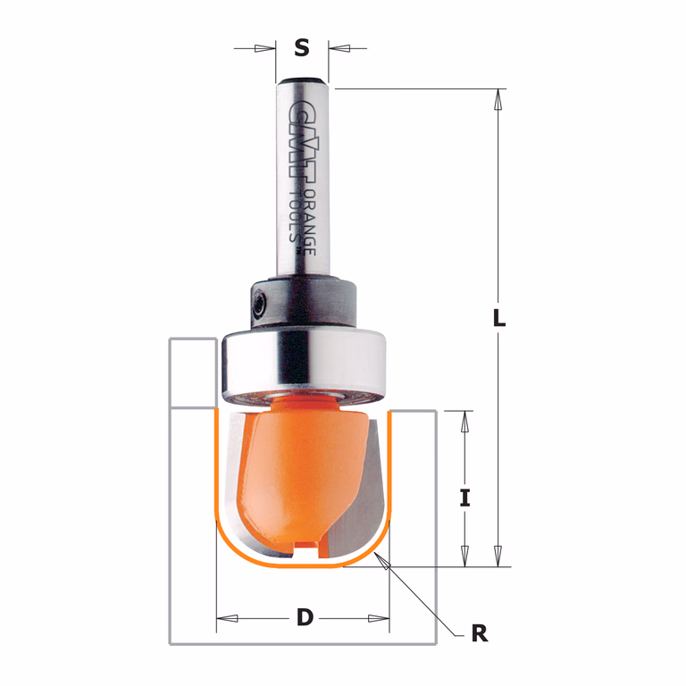 Kop-en schotelfrees, HW D=31,7mm S=1/2" L=60mm R=6,4mm · 851.502.11B