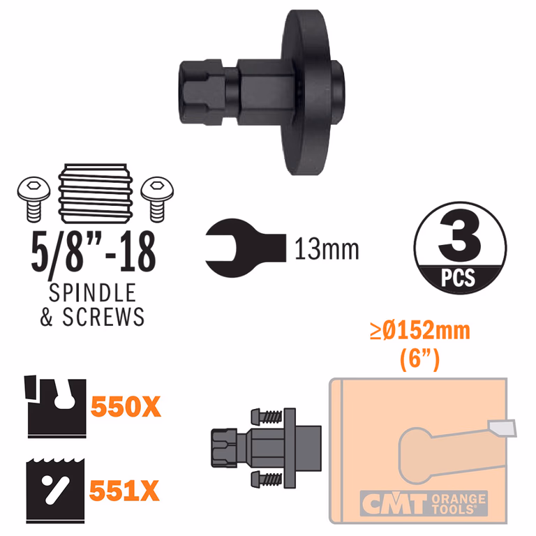 Adapter voor alle type gatzagen >= Ø152mm