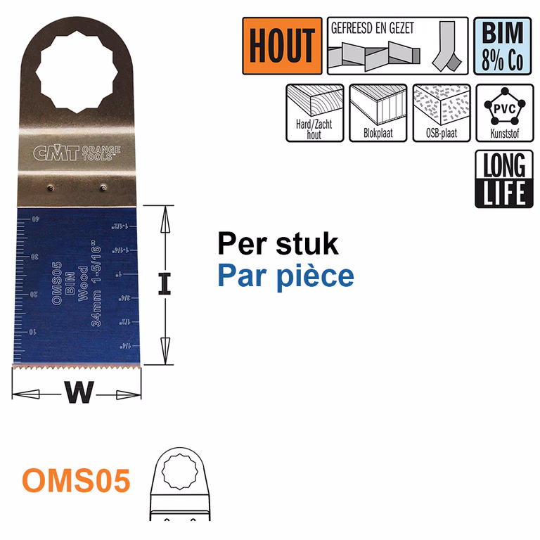 Multitoolzaagblad voor hout en metaal, 15mm · OMS15-X1
