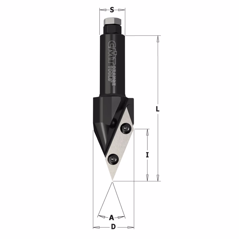 V-groeffrees met WPL messen D=33mm L=125mm I=40mm A=45°