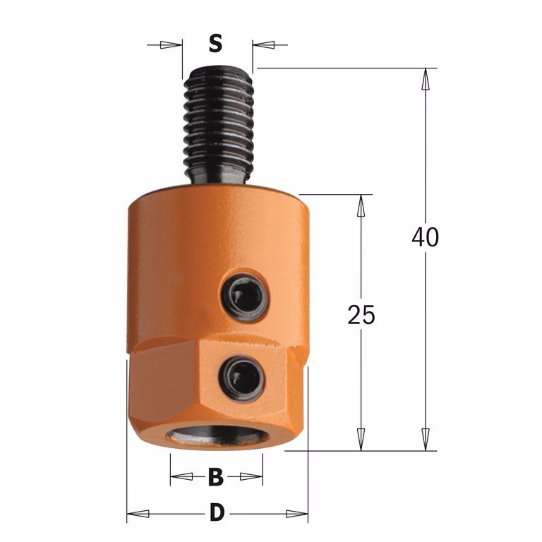Boorhouder, links D=16mm S=M8 B=8mm