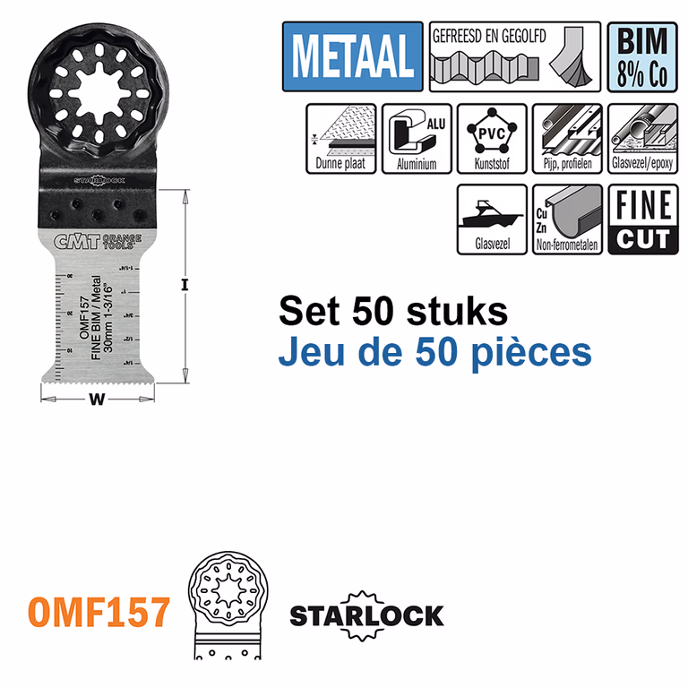 Multitoolzaagblad met fijne zaagsnede voor metaal, 30mm · OMF157-X50
