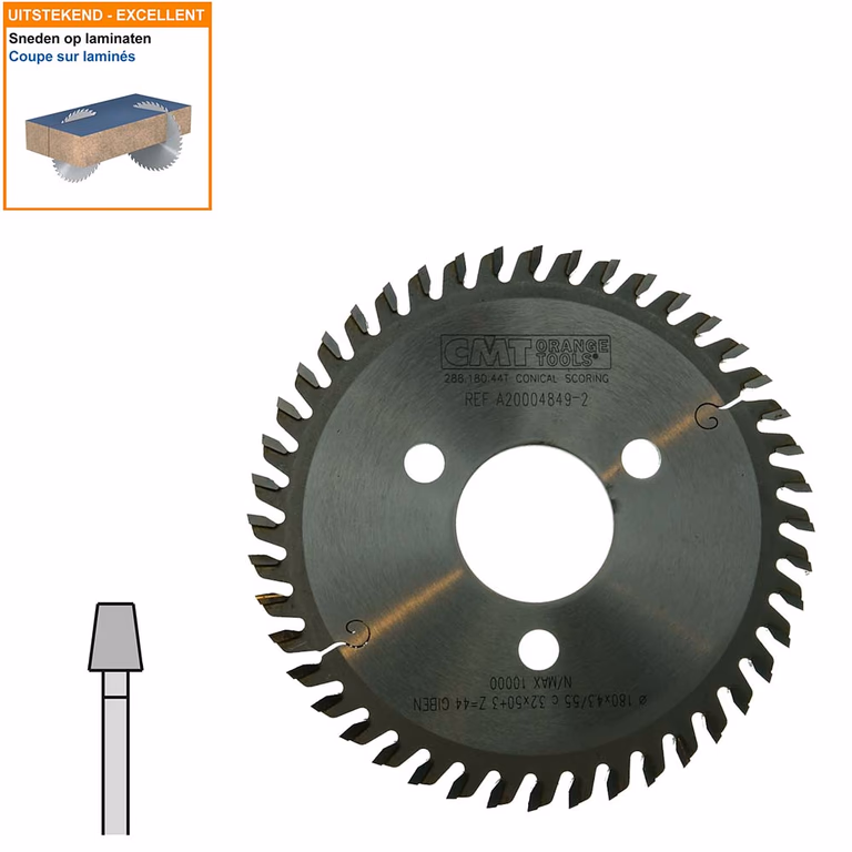 Conische voorritszaag met hardmetalen tanden D=180mm B=50mm P=3,2mm Z44