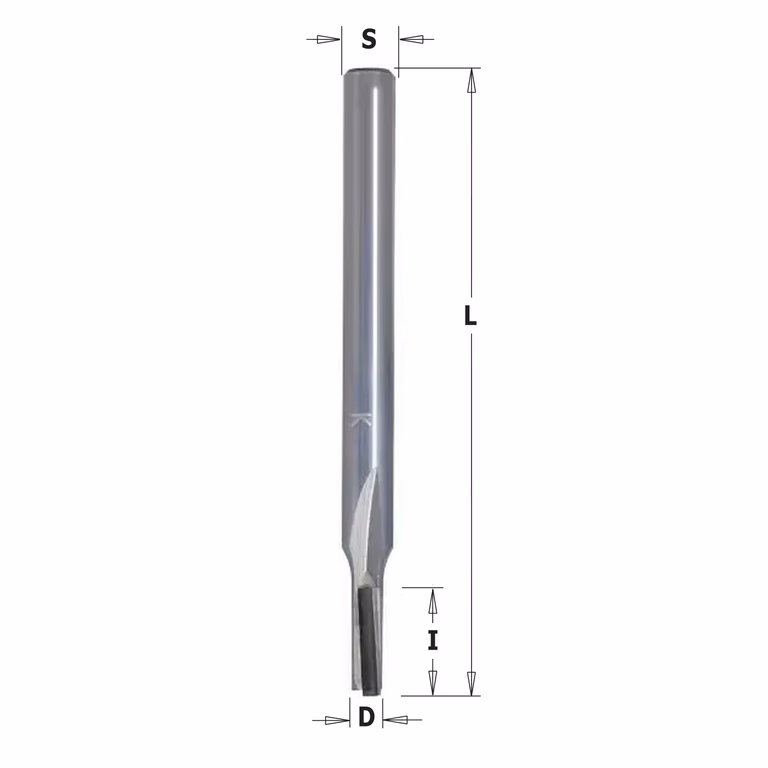 Diamantfrees met een rechte snij-plakket PCD Z1 D=4mm S=6mm L=70mm I=12mm