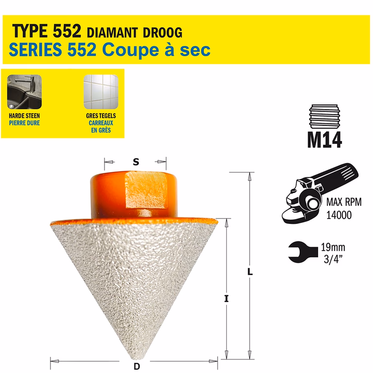 Gatzaag voor extreem harde materialen D=35mm S=M14 I=30mm