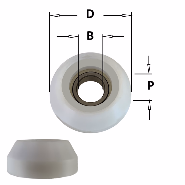 Delrin® rechte kogellager D=19mm B=6mm P=7,2mm