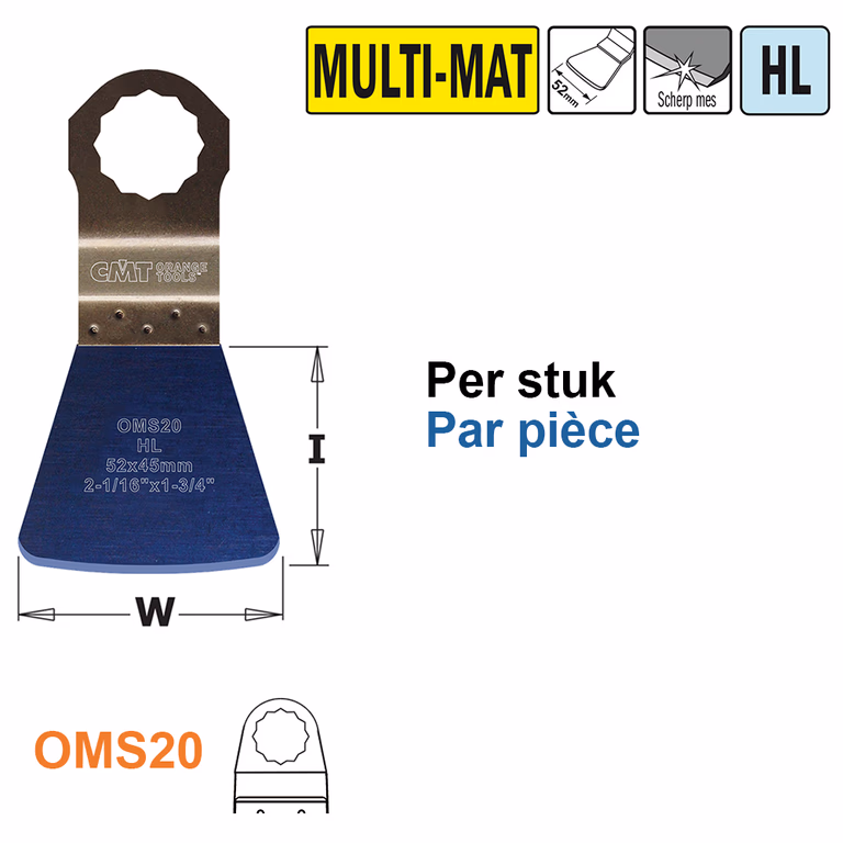 HL stabiele spatel/ schraper voor alle materialen, 52mm I=45mm · OMS20-X1