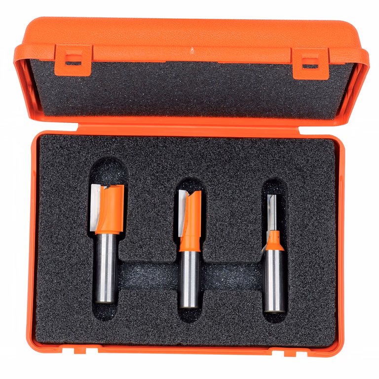 3-delige groeffreesset met rechte snijkoppen, HW S=1/4" Z2