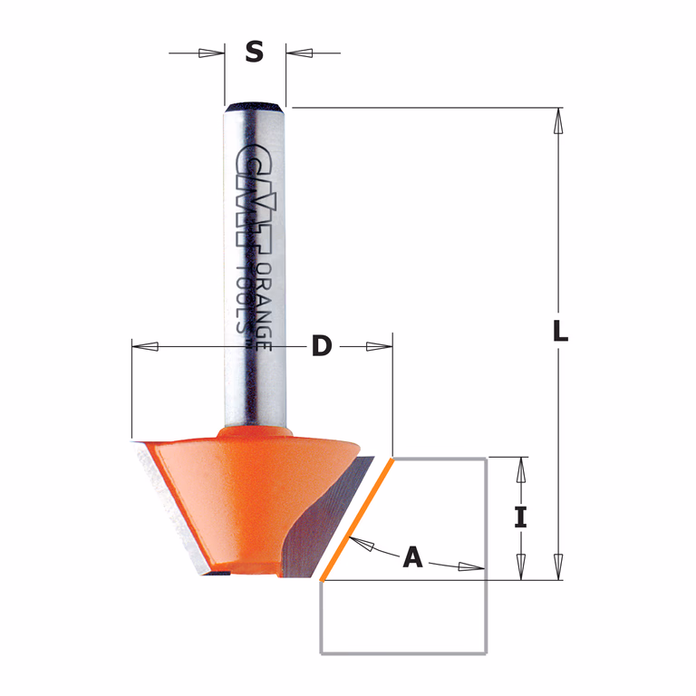 Afkantfrees zonder kogellager, HW D=25mm L=41mm I=8mm A=45° · 905.240.11